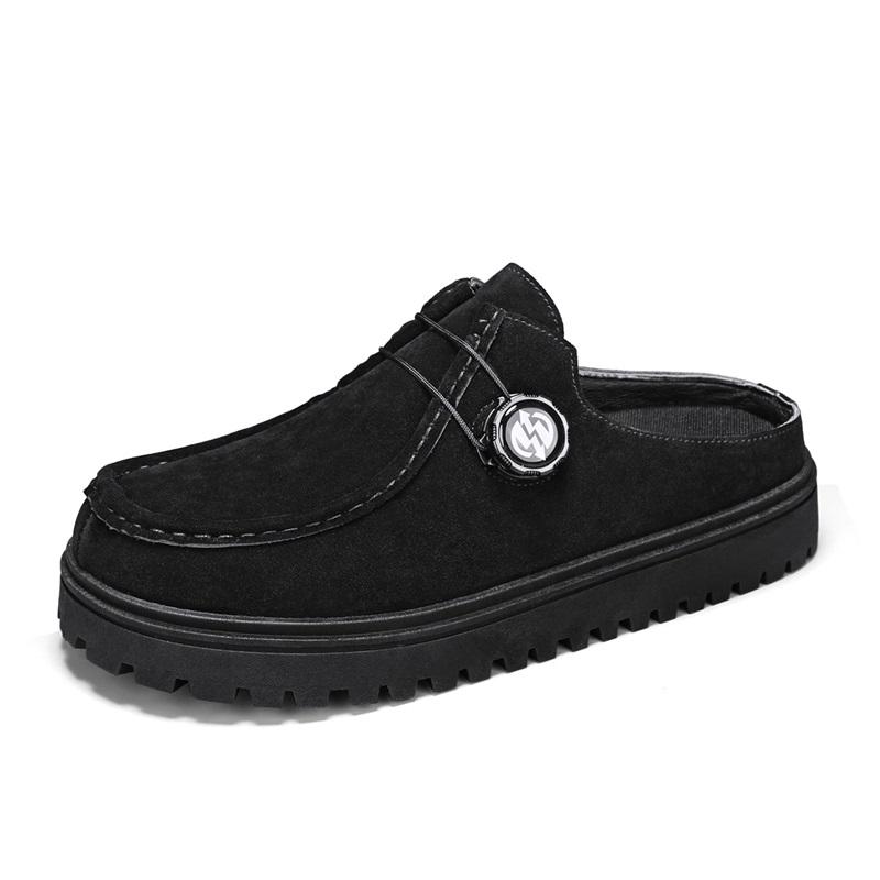 

2025 Platform Mules Men Backless Loafers Slipper Thick Bottom Half Shoes For Man Closed Toe Slide Sandals Open-back Casual Shoes 39