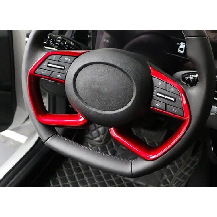 For Hyundai Elantra 2021-23 Red Glossy Steering Wheel Button Frame Trim 2PCS Fit