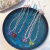 Beaded Transparent Love Heart Necklace Korean Style Clavicle Chain Sweater Chain Y2K Choker  Party