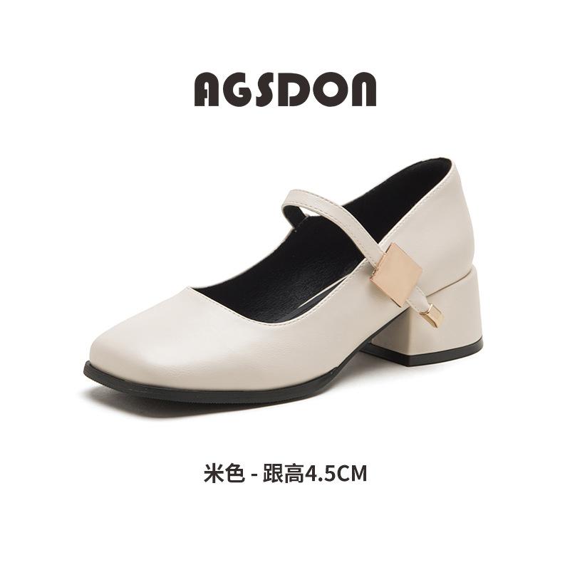 Augustine Mary Jane shoes women's 2025 new summer with skirt temperament retro thick heel square head light mouth single shoes