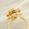 Golden Plated Rotatable Flower Synthetic Cubic Zirconia Ring for Women Luxury Statement Jewelry Gift