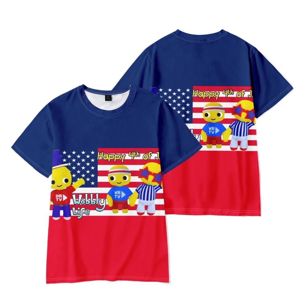 Wobbly Life Anime Printed T-shirt Men Women Casual Round Neck Short-sleeved Kid Funny Trendy Unisex Tees Tops 16 Colors