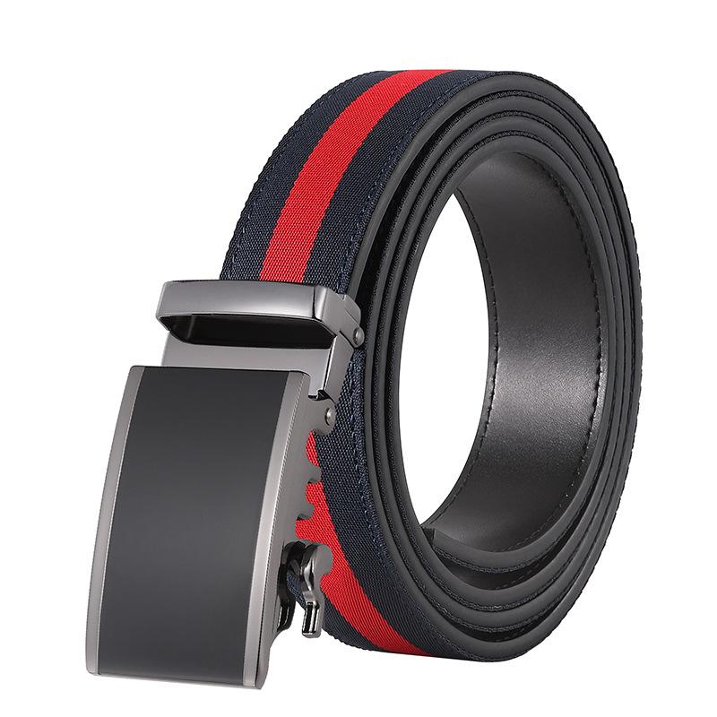 3,3 cm Heren Automatische Gesp Canvas Riem Casual Premium Zakelijke Riem 140*3.15cm black