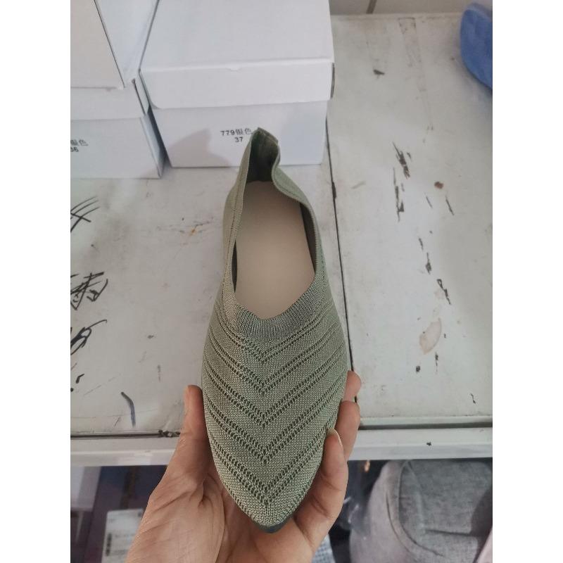 Breathable knitted large-size women's shoes, black and yellow casual fashion one-pedal lazy shoes, women's summer shoes
