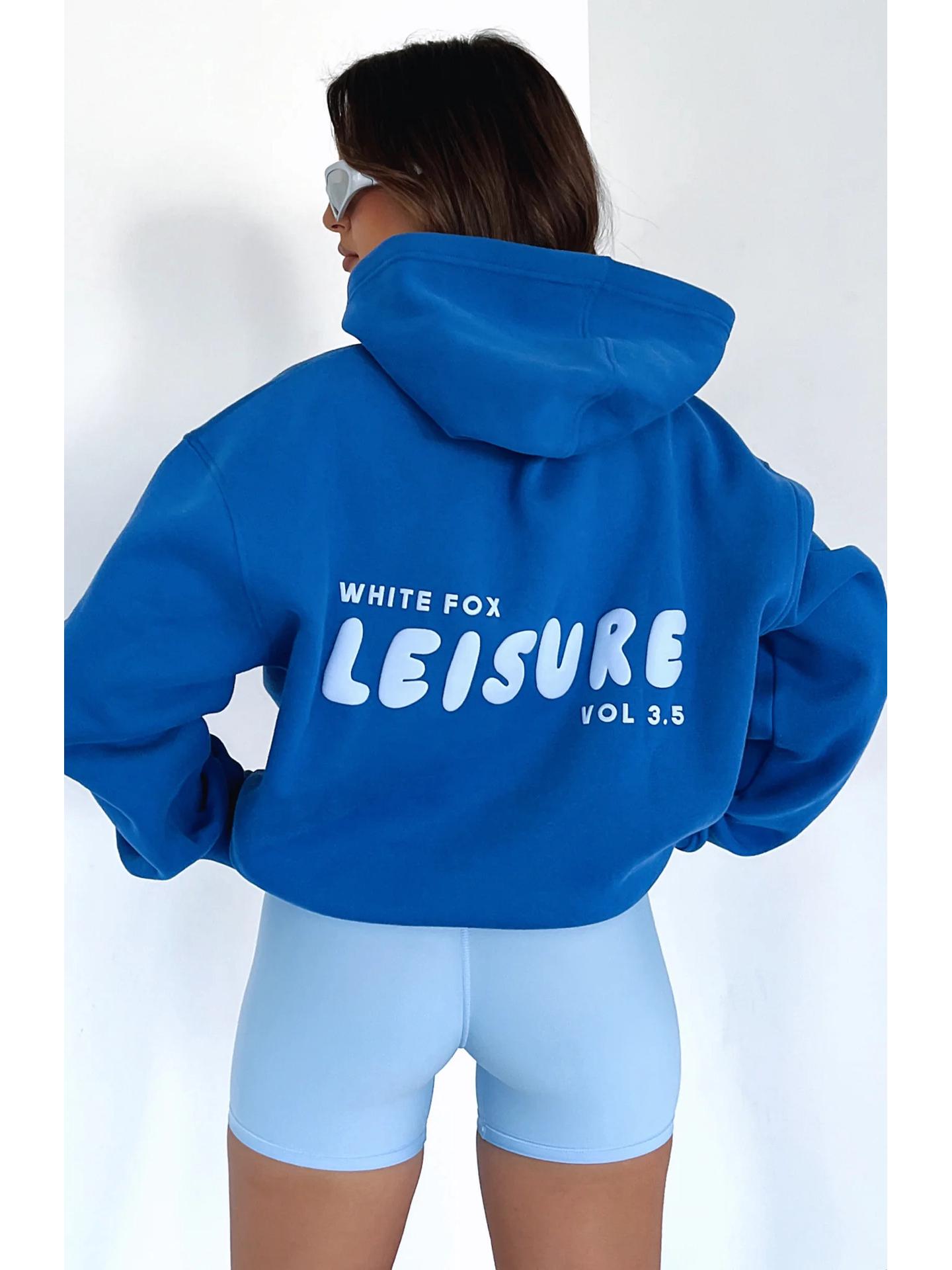 

Женская мода больших размеров, повседневное спортивное худи с длинным рукавом для осени и зимы S королевский синий