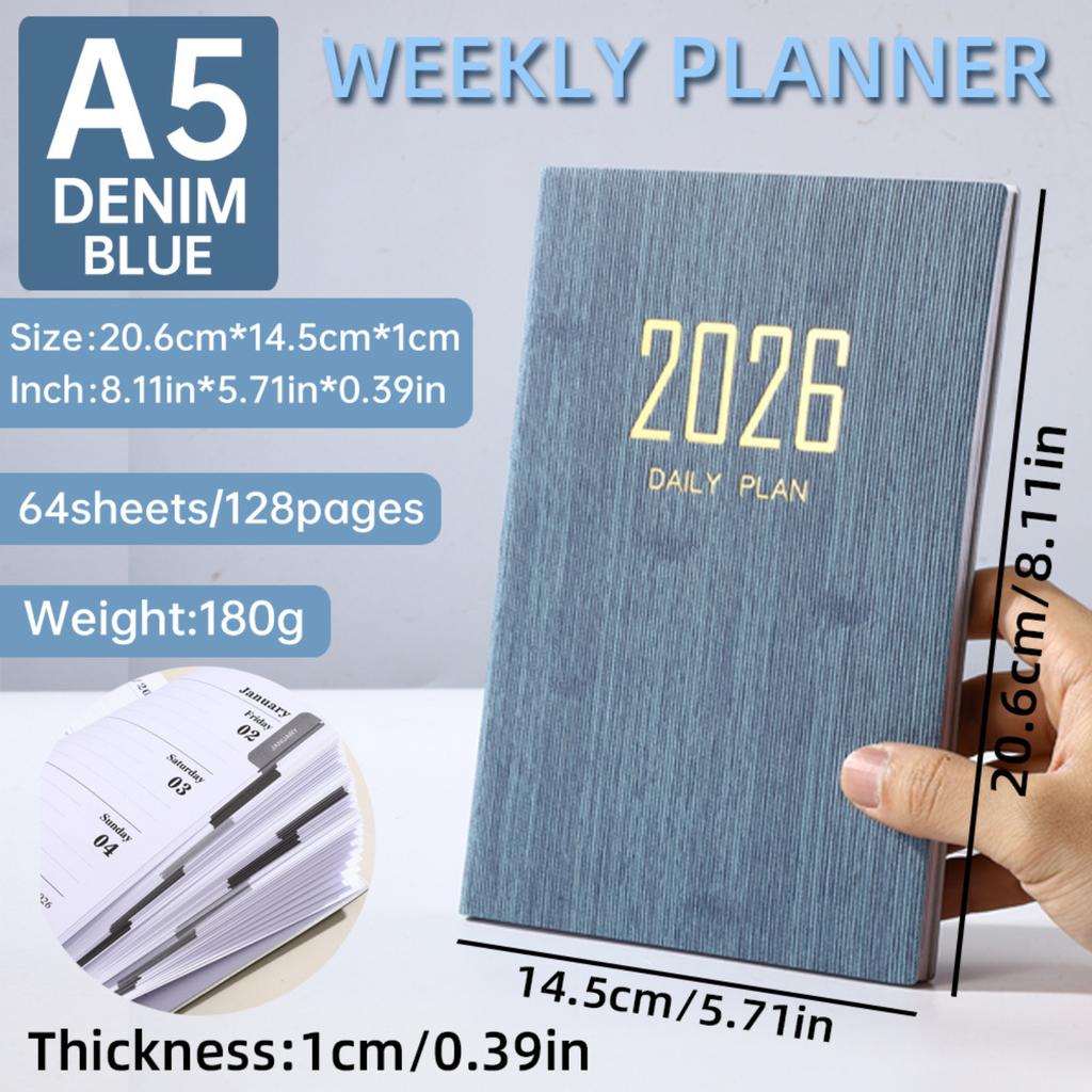 English Note-taking And Scheduler, A5 Daily Planner, Pocket-sized Portable Notebook, 365-day Weekly Planner
