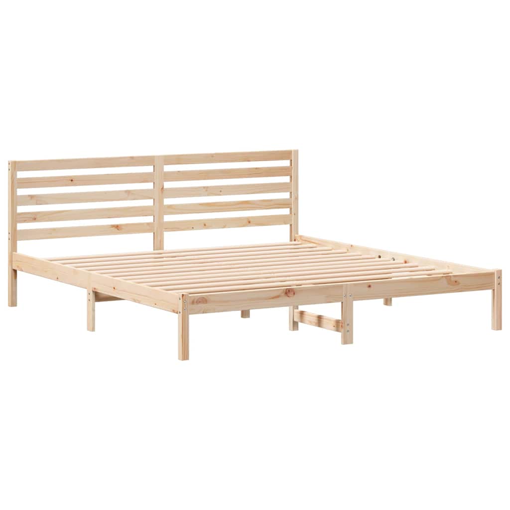 Brown Bed Frame with Headboard 180 x 200 cm Solid Pine Wood