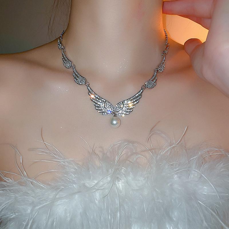 Colier cu pandantiv multistrat cu perle retro - Lanț elegant de lux ușor pentru claviculă pentru femei