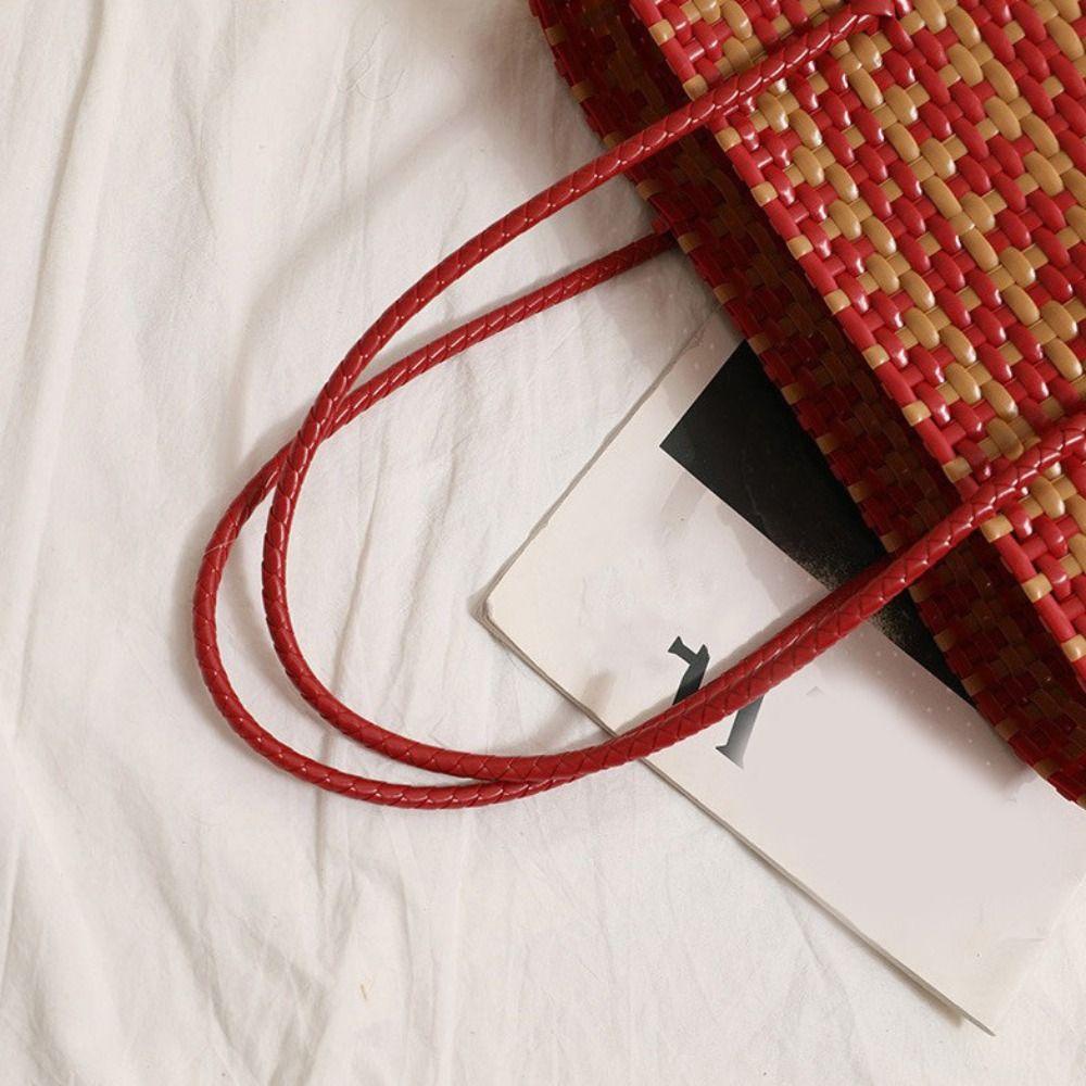 Vacation Style Weave Bag Bohemian Style Beach Tote Bag Casual Plastic Handbag  Girls