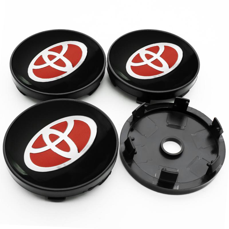 4 Stück 56+60mm Auto Radnaben-Plaketten Aufkleber Mittelkappen Felgenabdeckung Auto Zubehör Für Toyota Prado Yaris Hilux Verso Fortuner Supra