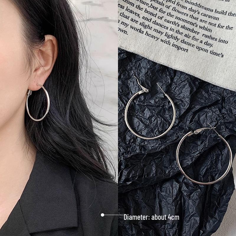 Sterling Silver Large Hoop Earrings for Women: 2025 Trendy European and American Style