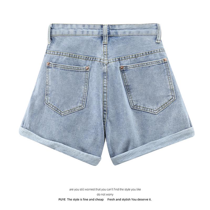 Women's Korean Style High Waist Denim Shorts - Summer Loose Fit, Rolled Hem, Plus Size, Casual Slimming Hotpants
