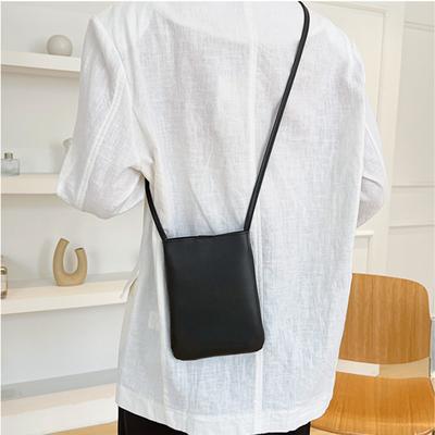 Korean Literary Small Shoulder Bag Casual Retro Solid Color Vertical Mobile Phone Bag Simple Soft Leather Shoulder Bag Wholesale