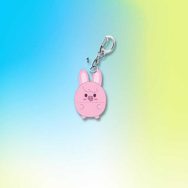 Stray Kids Acrylic Keychain with Lightstick Charm, Cute Sitting Cartoon Characters Bag Pendant, STAY Fans Kpop Accessory