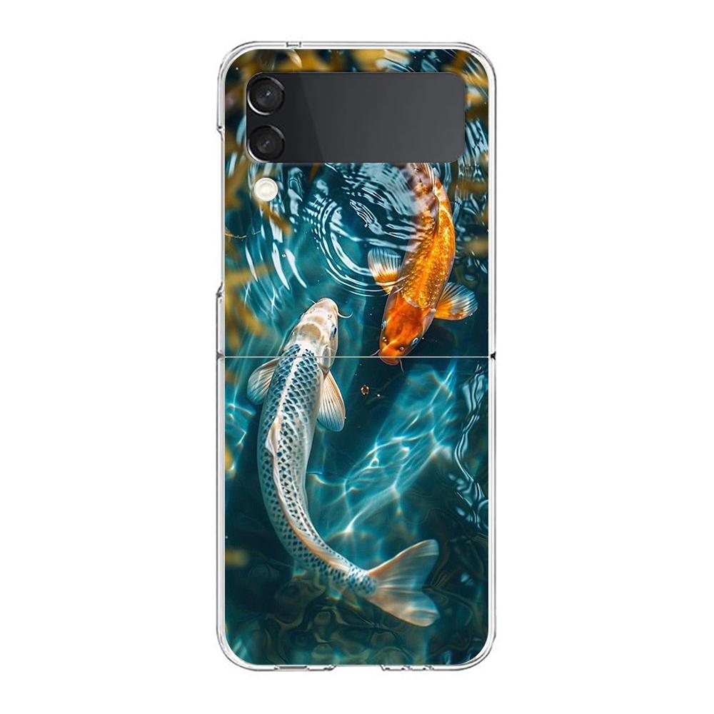 Carp Fishing Fish Phone Case For Samsung Galaxy Z Flip 3 4 5 Hard Folding Clear PC Bumper For Samsung Z Flip 6 Back Cover