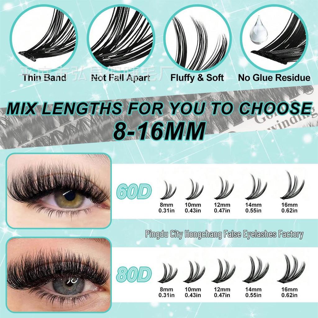 D Curl Cluster Lashes Book: 20D/30D/60D/80D Large Capacity False Eyelashes
