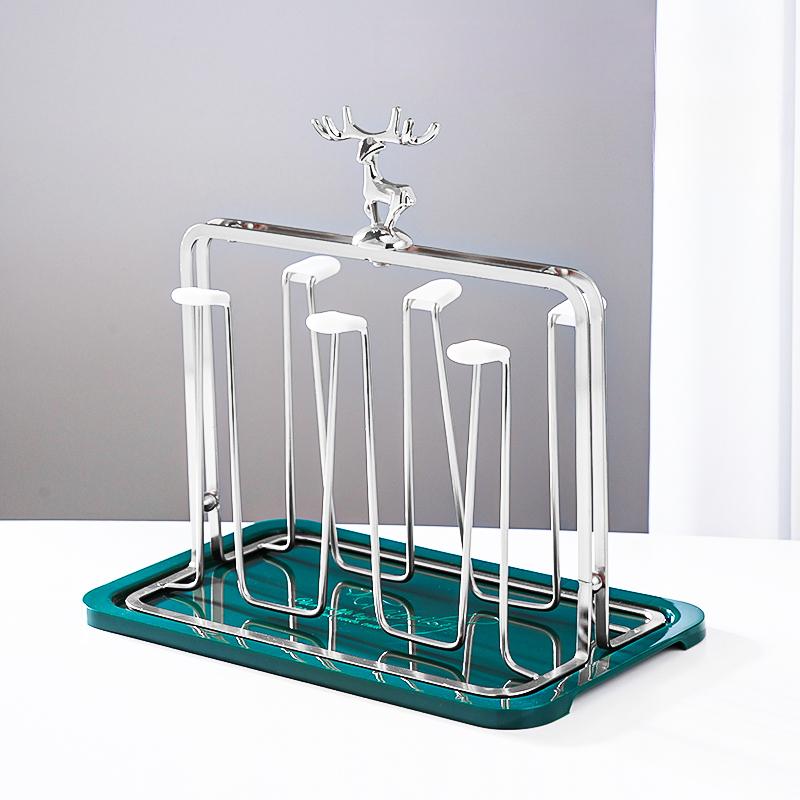 GIANXI Home Nordic Style Moose Design Iron Art Cup Holder Glass Cup Hanging Upside Down Storage Rack Cup Tray Holder