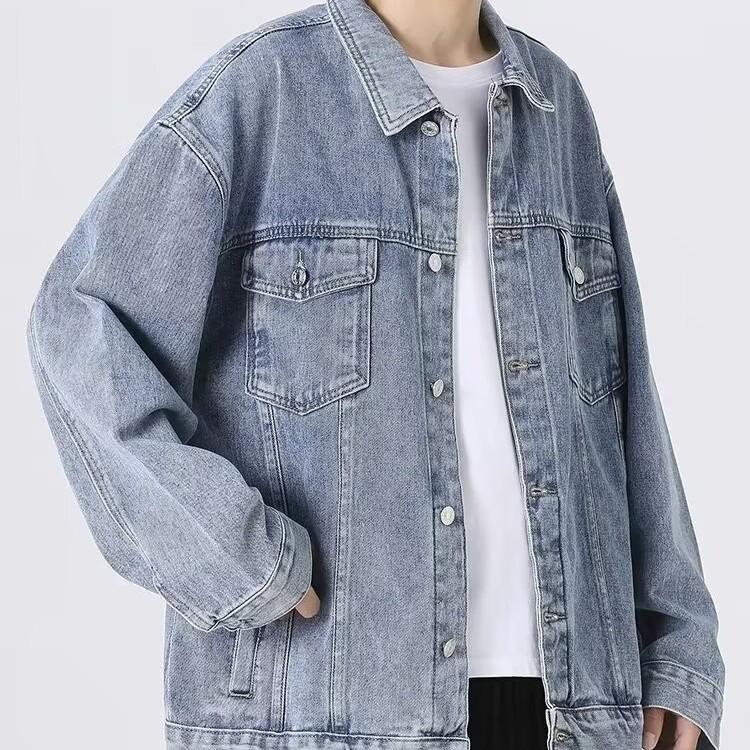 Men's Retro American Denim Jacket – Loose Fit Streetwear for Spring & Autumn