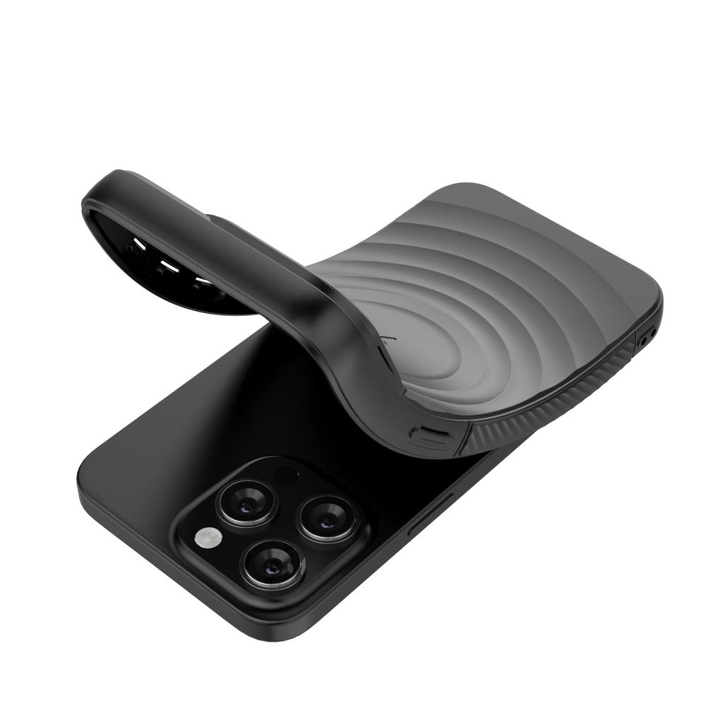 For iPhone 16 Pro Max Case PC Kickstand Ripple Texture TPU Phone Cover Compatible with MagSafe