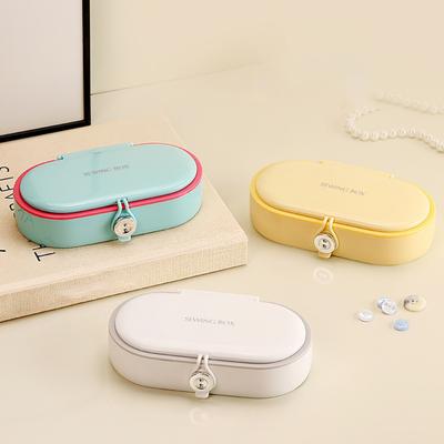 Magnetic Sewing Tools Box with Needles Threads Threader Scissors Thimble Tape Measure Portable Travel Sewing Tools Accessories Organizer Box