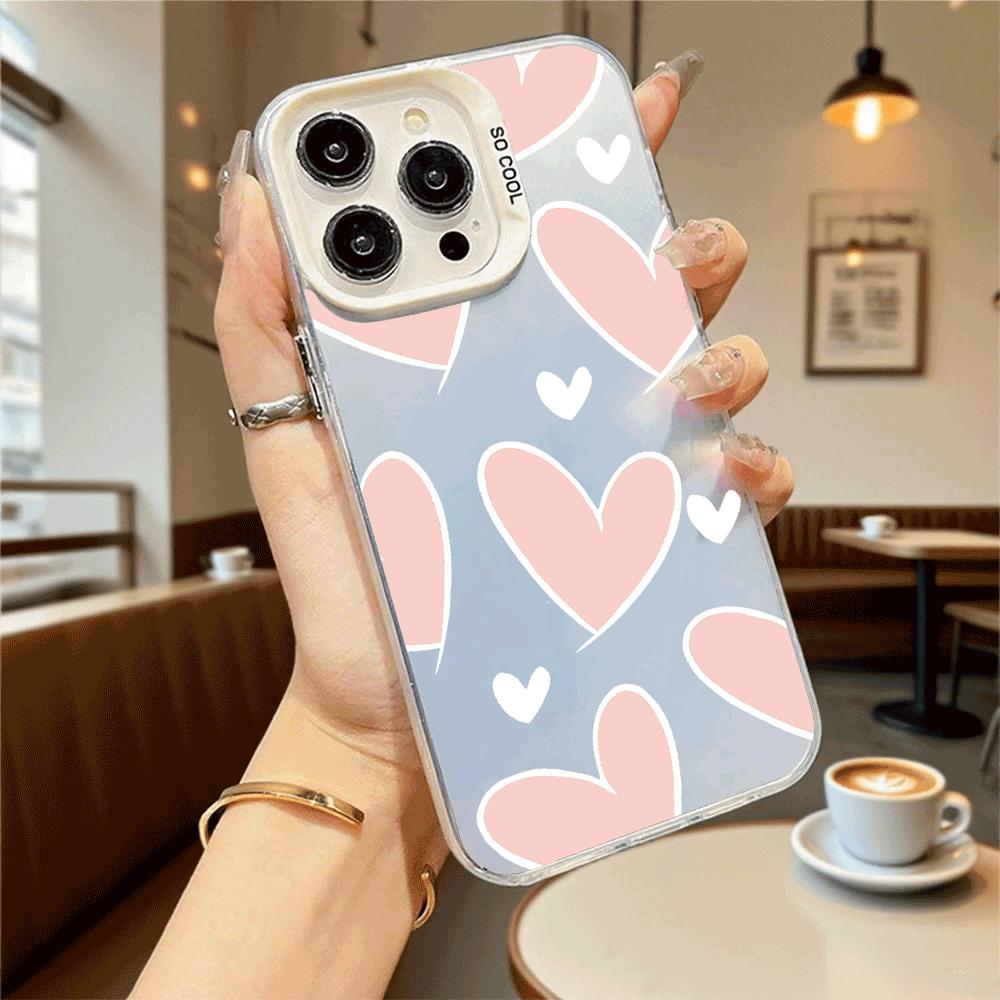 Pink Heart Pattern Hard Phone Case for Xiaomi Redmi Note 15 14 13 12 11 Pro Plus Shockproof Protective Cover