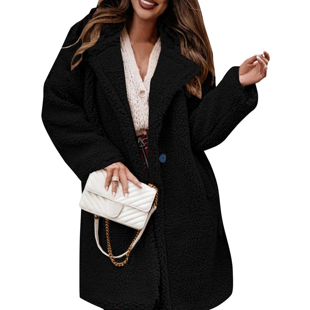 Women's Loose Long-sleeved, Fashionable, Plus-size Warm Plush Coat