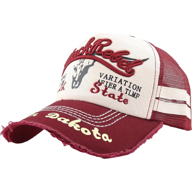 

[Spargel] mesh cap men s American casual cap damage hat baseball cap mesh spring summer autumn (wine red)
