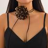 Sexy Spice Wind Leopard Print Flower Knotted Necklace Female, Fashion Design Sense Flower Choker