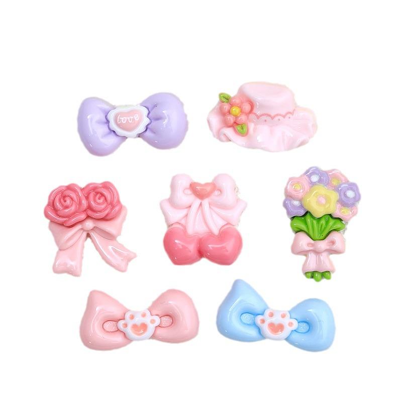 Powder Floral Bow Tie Charm: DIY Resin Hair Clip & Crocs Accessory