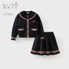David Bella Girls' Set Autumn New Collection Children's Knitted Shirt Half Skirt College Style Two Piece Set