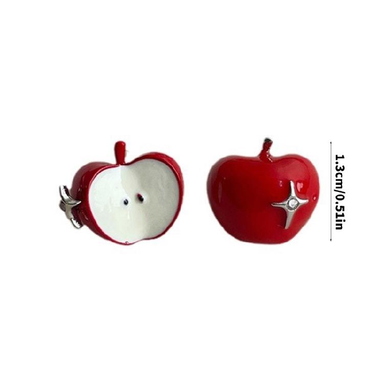 Allergy Resistant Starry Apples Stud Earrings Easy Clasp Alloy Jewelry for Party Outfits Everyday Use