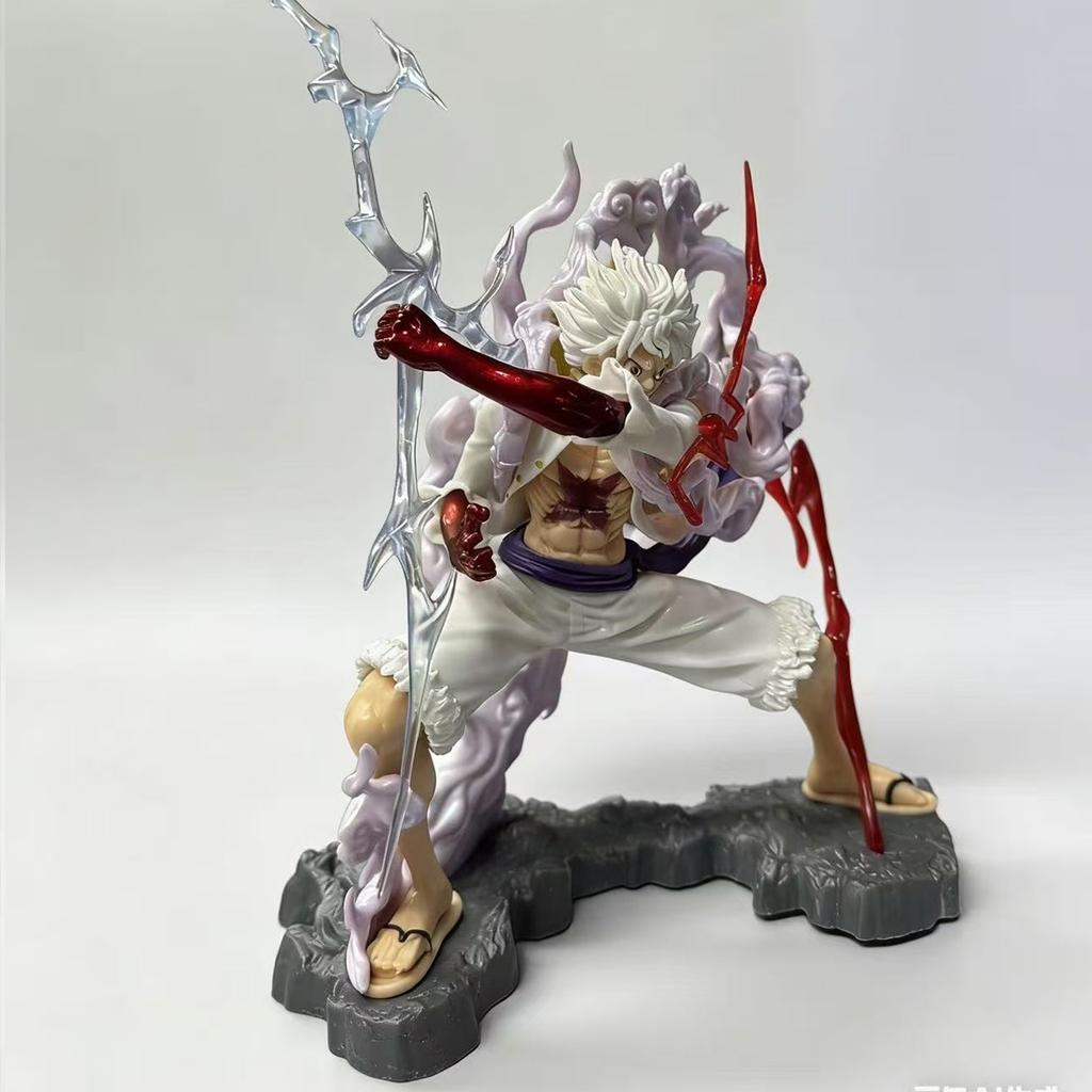 28cm One Piece Figure Sun God Gear 5 Nika Luffy Action Figure GK Thunderbolt Monkey D Luffy Model PVC Collectible Toy