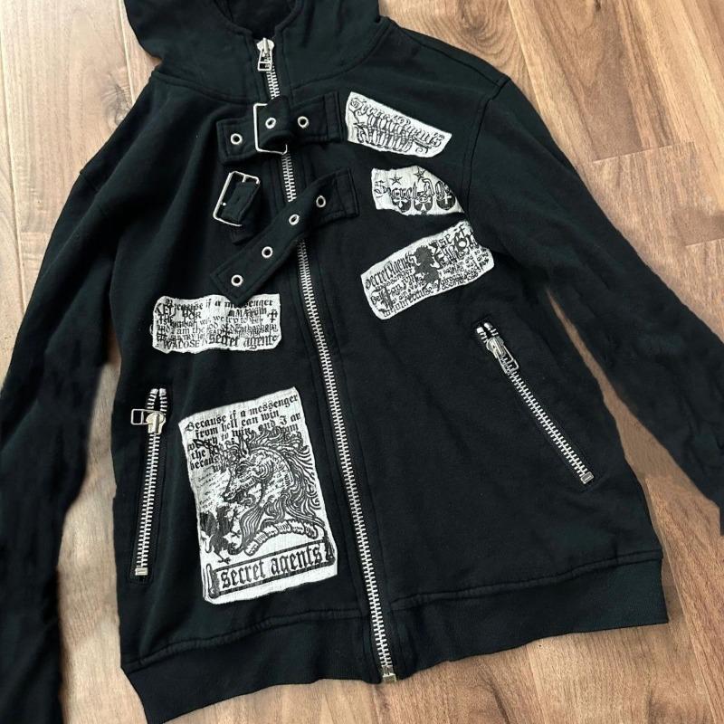 Japanese Harajuku Fashion Letter Patch Loose Sweater Hoodie Women Vintage Street Pop Hip Hop Casual Joker Sports Hooded Sweater