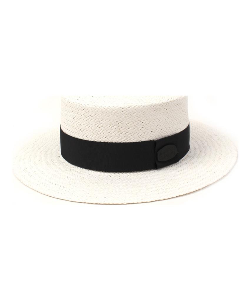 Black Metal White Flat Panama Hat