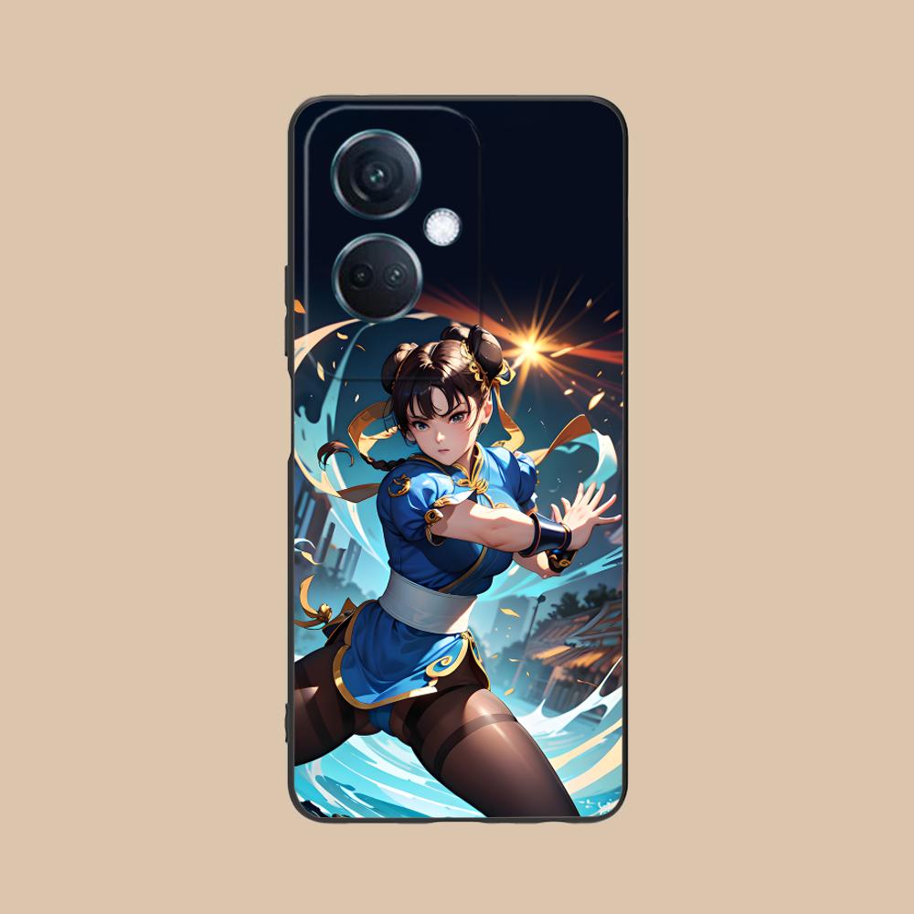 Street Fighter Chunli Phone Case for OPPO Reno 14 13 12 11 10 9 8 7 6 5 F T Pro 5G Colorful Printing Cover Cover Pretty Luxury