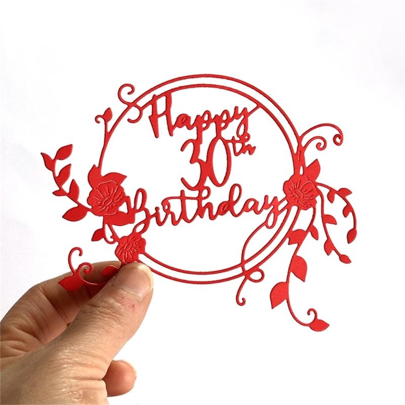 Happy Birthday Die Cut Stencils Birthday Wreath Carbon Steel Cutting Die Scrapbooking Embossing Tool for Card Making