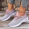Atmungsaktive Leichte Mesh-Sneaker für Damen Weiche Sohle Strick Laufschuhe Frau Rutschfest Lässig Slip-On Walking-Schuhwerk