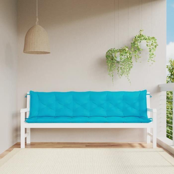 VidaXL Coussins de banc de jardin lot de 2 turquoise 200x50x7 cm tissu 361753
