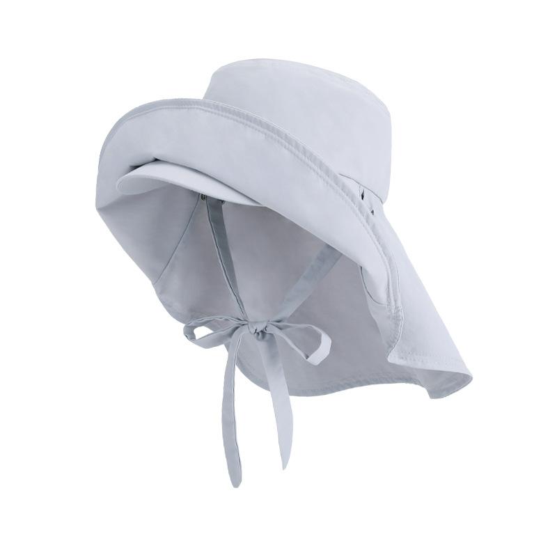 Summer Outdoor Sunscreen Hat Double-layer Large Brim Quick-drying Waterproof Bucket Hat Shawl Ponytail Sun Hat Children