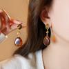 Retro oval resin water drop earrings stud earrings personality temperament earrings