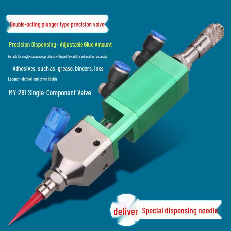 my281 Stainless Steel Pin-Type Pneumatic Dispensing Valve with Micrometer Fine Adjustment, High-Pressure Resistant Coating, and Impact Pin