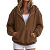 Women's Hooded Half-Zip Pullover with Pockets Casual Comfortable Long Sleeve Top for Everyday Wear