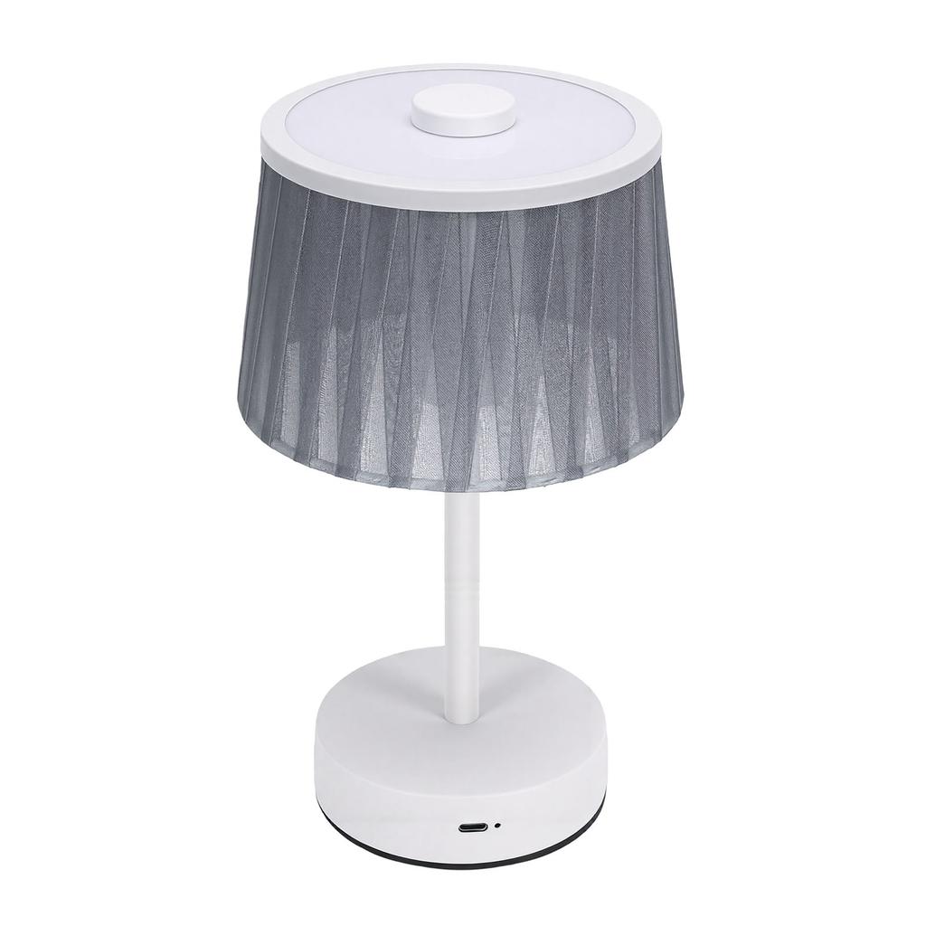 Table Lamp Fabric Shade Small Cordless Portable Bedside Lamp for Bedroom Nightstand