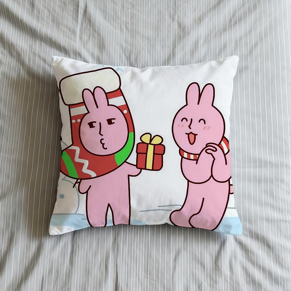 My F-Friend Pink Rabbit Cartoon Cushion Cover Square Decorative Throw Pillow Case Sofa Bed Living Room Birthday Anniversary