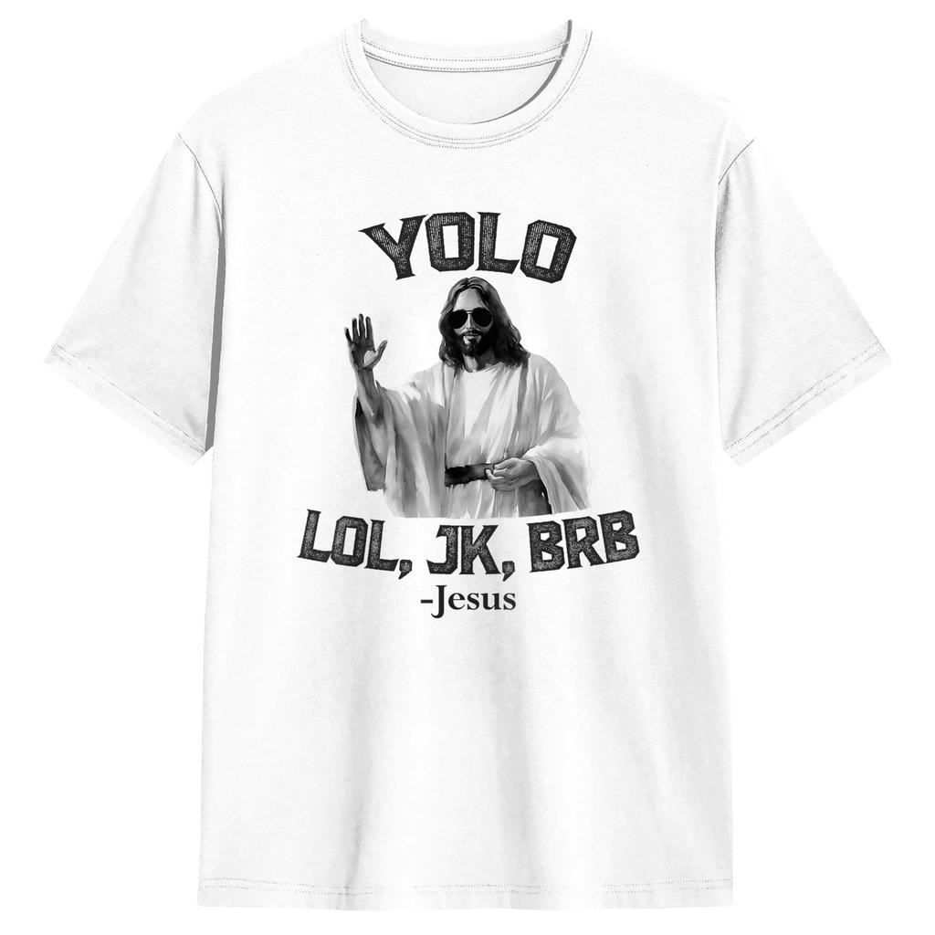 Casual TShirt Summer Easter Yolo Jk BRB Jesus Trendy Cool T Shirts Cotton Tshirt for Unisex YK Retro Short Sleeve Top Tees