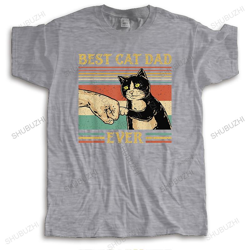 New Cotton Summer Tshirt Fashion Printing Short Sleeve Best Cat Dad Ever Unisex Streetwear Teeshirt Loose Vintage Style Tees