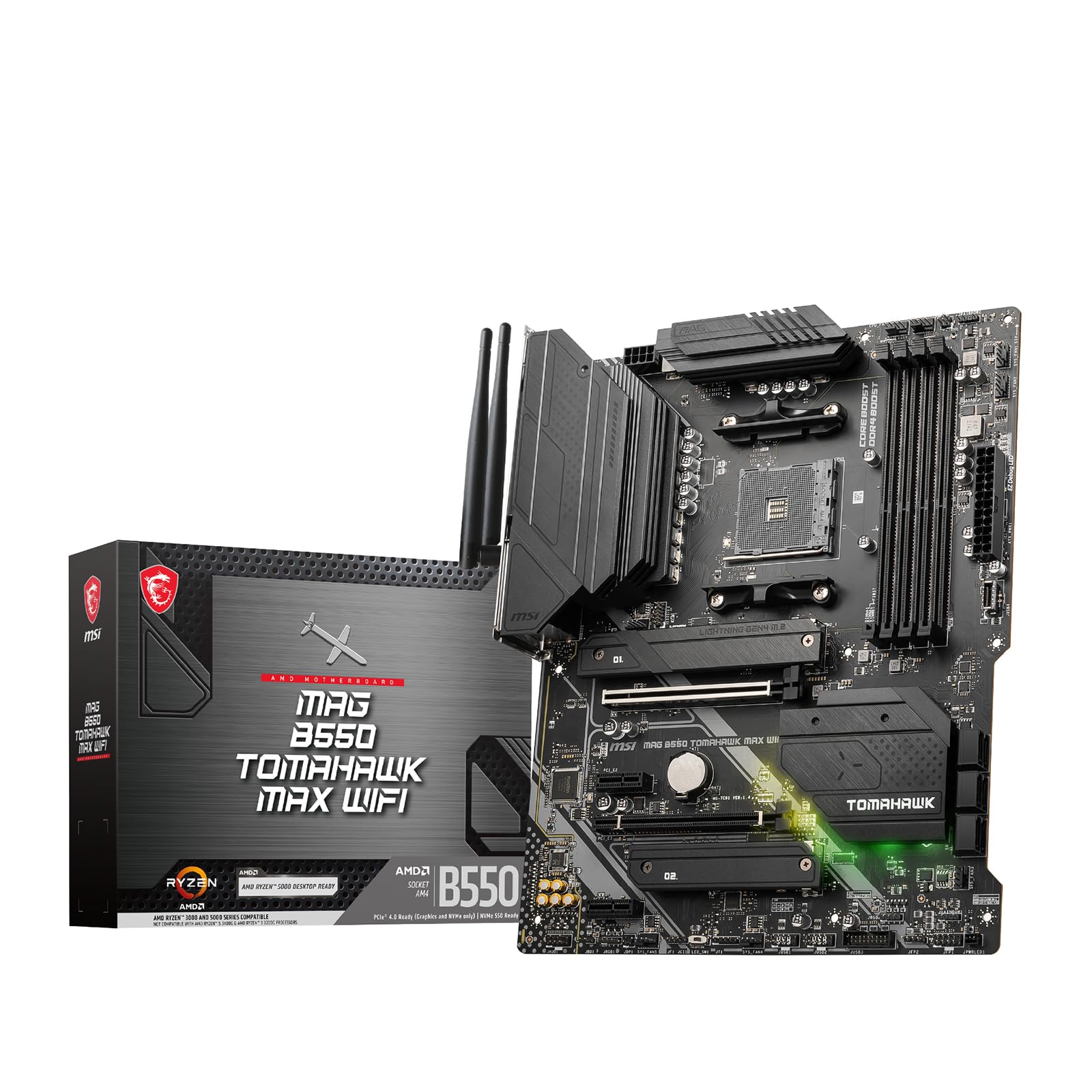 

MSI motherboard MAG B550 TOMAHAWK MAX WIFI released in 2024 to IO panel installed 6E communication Ryzen 5000 compatible MB6469 [AMD B550] ATX, [Easy чорний
