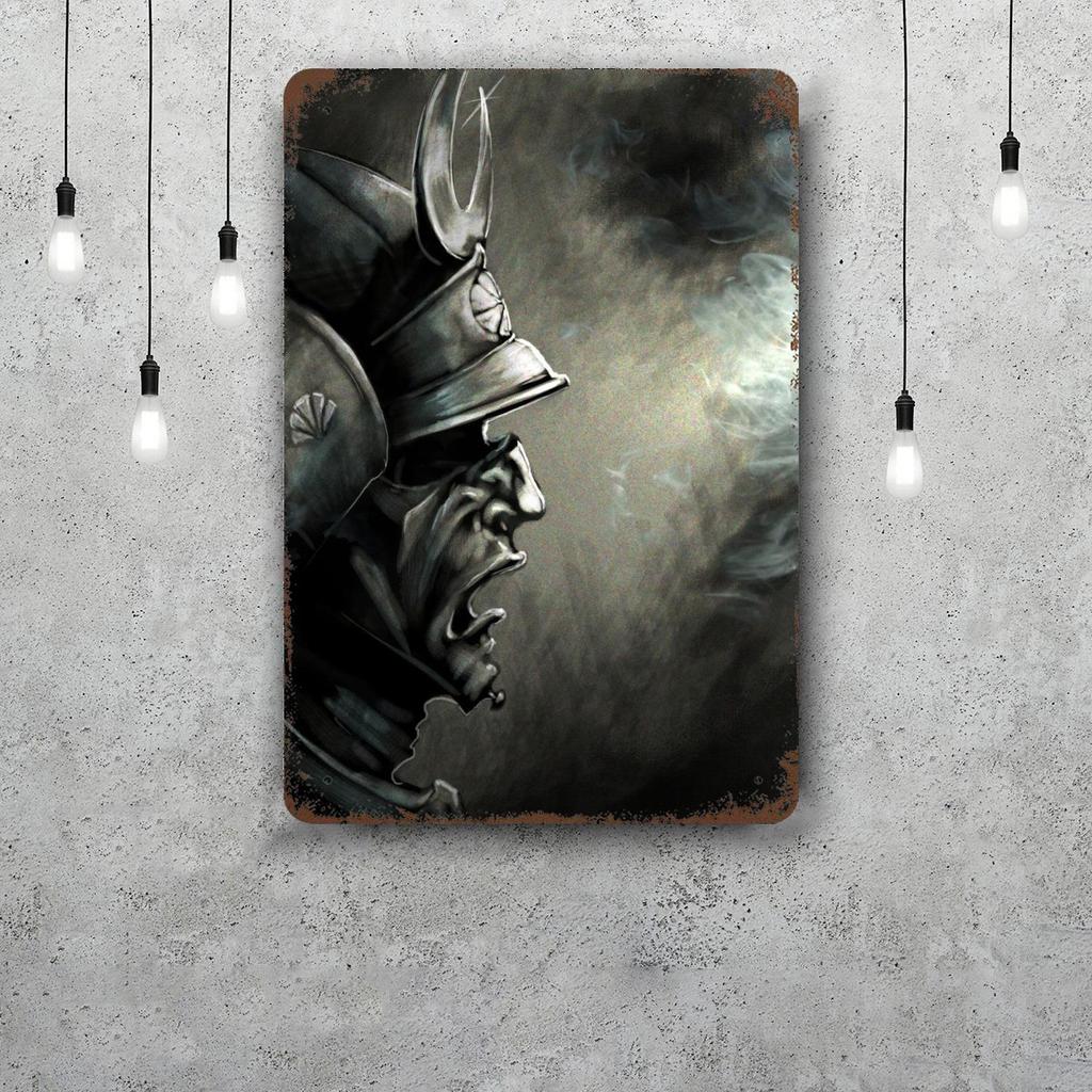 Samurai Warrior Vintage Metal Tin Signs Posters Decor Retro Metal Plaque Wall Art Decor for Garage Bar