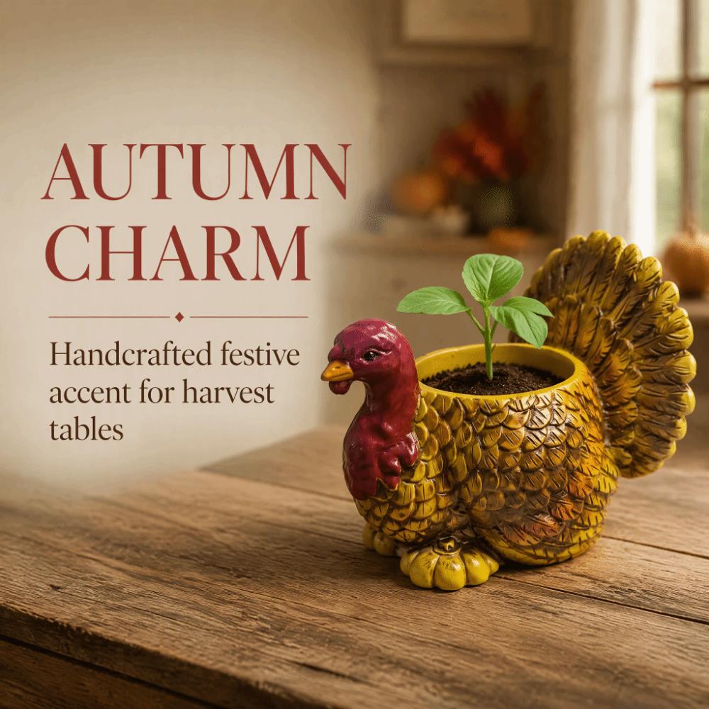 Fall Harvest Fall Turkey Plant Holder Turkey Figurine Candy Bowl Outdoor Garden