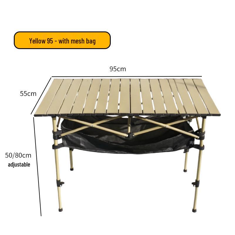 Portable Folding Egg Roll Camping Table with Adjustable Height and Chairs for Picnic, Barbecue, and Outdoor Use